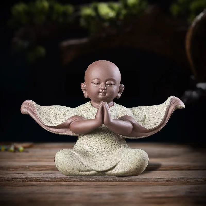 Керамическая фигурка монаха Дзен-буддийский декор Счастливый Будда Фигурка монаха для медитации для комнаты йоги Фэн-шуй Смеющийся Будда для офиса