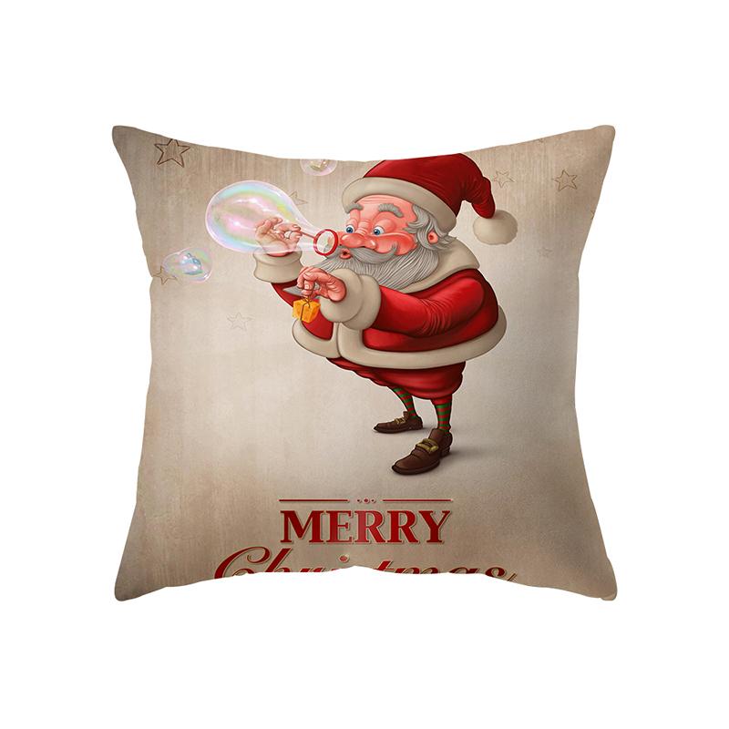 Santa Claus Christmas Theme Printed Pattern Cushion Cover Home Living Room Sofa Decoration Square Pillow Pillow Cover