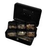 Indian Factory Metal Cash Box with Key Lock, Money and Coin Organizer for Shop, Office and Home, Black, 9D x 15W x 20H Centimeters