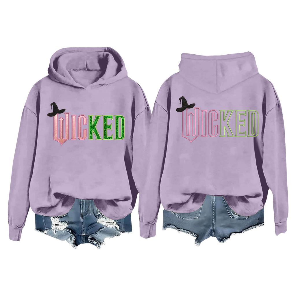 Женская модная повседневная кофта с длинными рукавами и принтом ведьмы с капюшоном