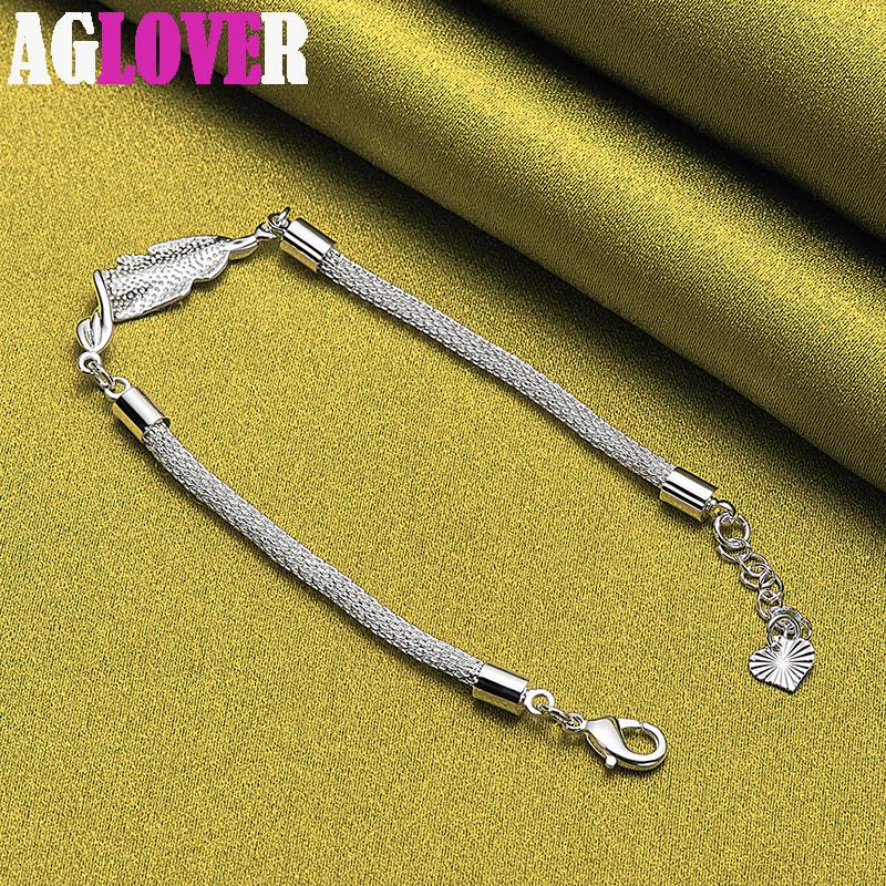 Ювелирные изделия из стерлингового серебра 925 пробы, сетчатый браслет-цепочка со змеиным сердцем