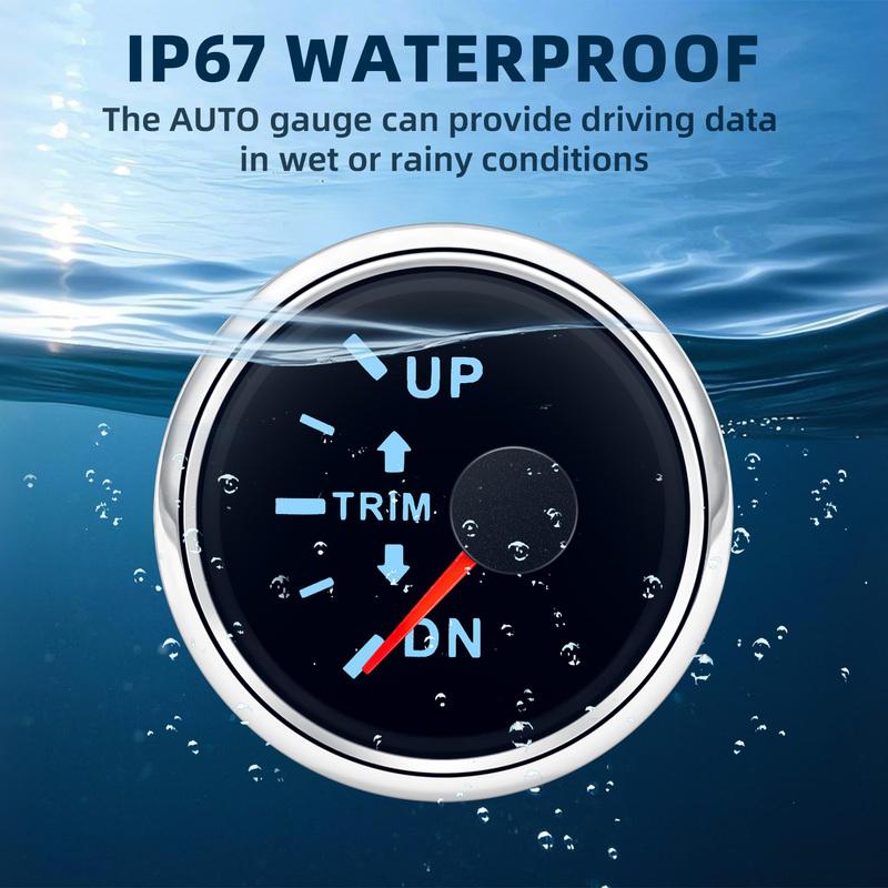 52mm Boat Balance Gauge 0-190ohm Boat Trim Meter Trim Tilt Indicator Digital pointer Gauge 7-color backlight For Yacht Marine