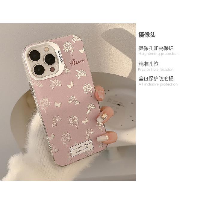 Super fairy ins pink rose iPhone 16 case suitable for 17 Pro Max, 12, Apple 13, laser 11, anti-drop