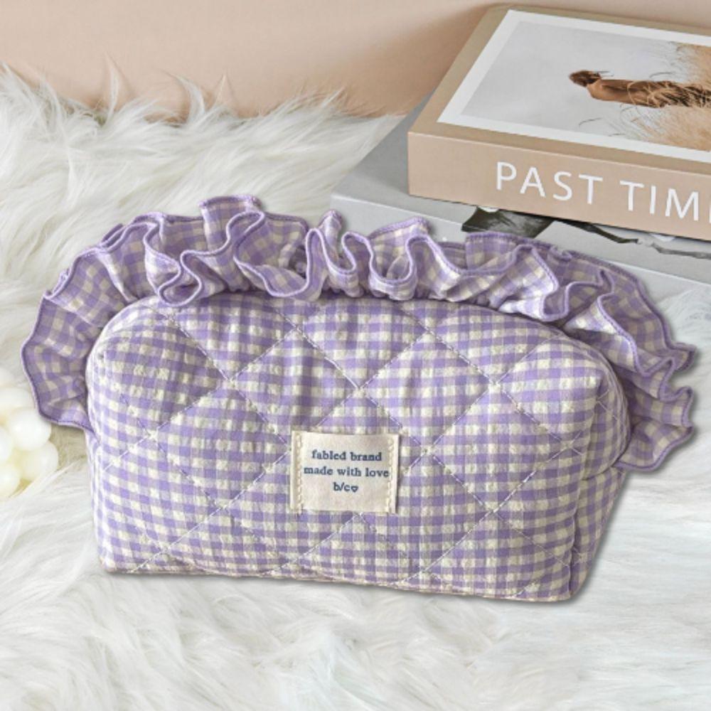 with Zipper Ruffle Makeup Bag Large Capacity Toiletry Organizer Small Fresh Wash Storage Bag Girl