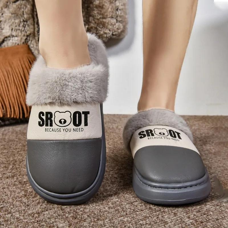 Shoes Female 2024 New Closed Toe Women's Slippers Winter Plush Fleece for Warmth Mixed Colors Indoor Home Flat Casual Slippers