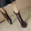 Krazing Pot Sheep Skin Autumn Winter Shoes Med Heels Size 43 Western Boots High Quality Slip On Ankle Boots