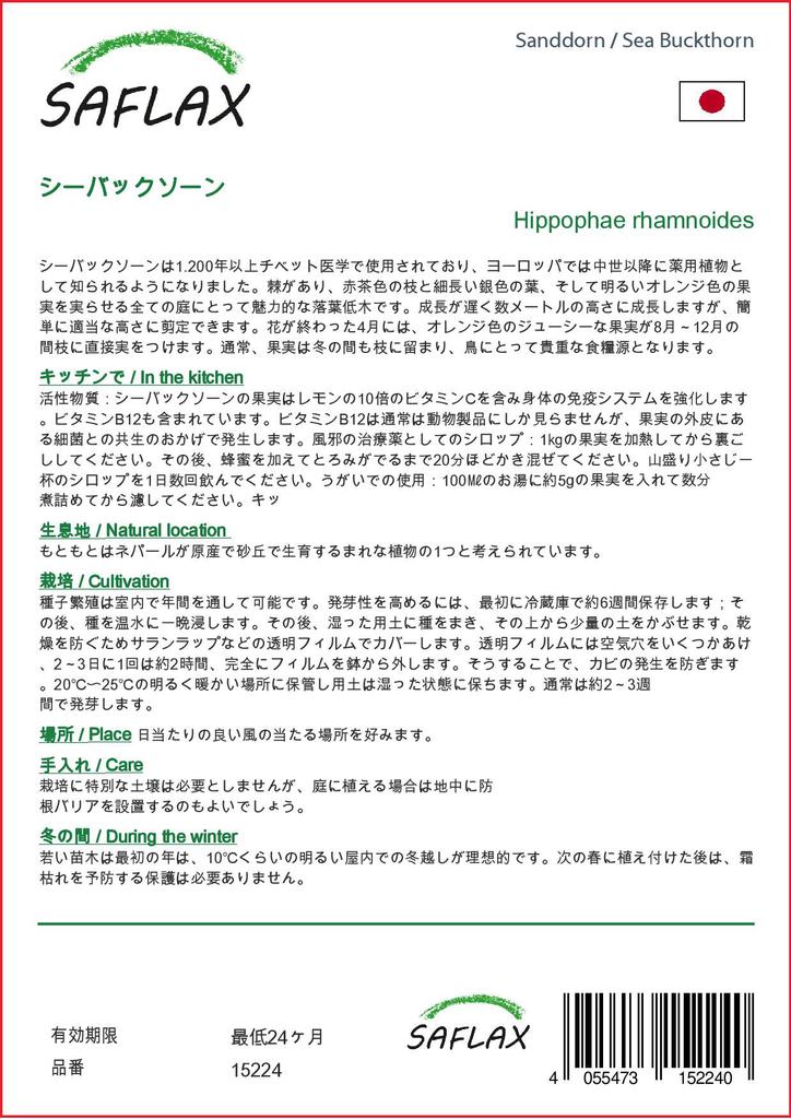 SAFLAX Garden in the Bag - Облепиха - 40 семян - С субстратом в подходящем пакете - Hippophae rhamnoides