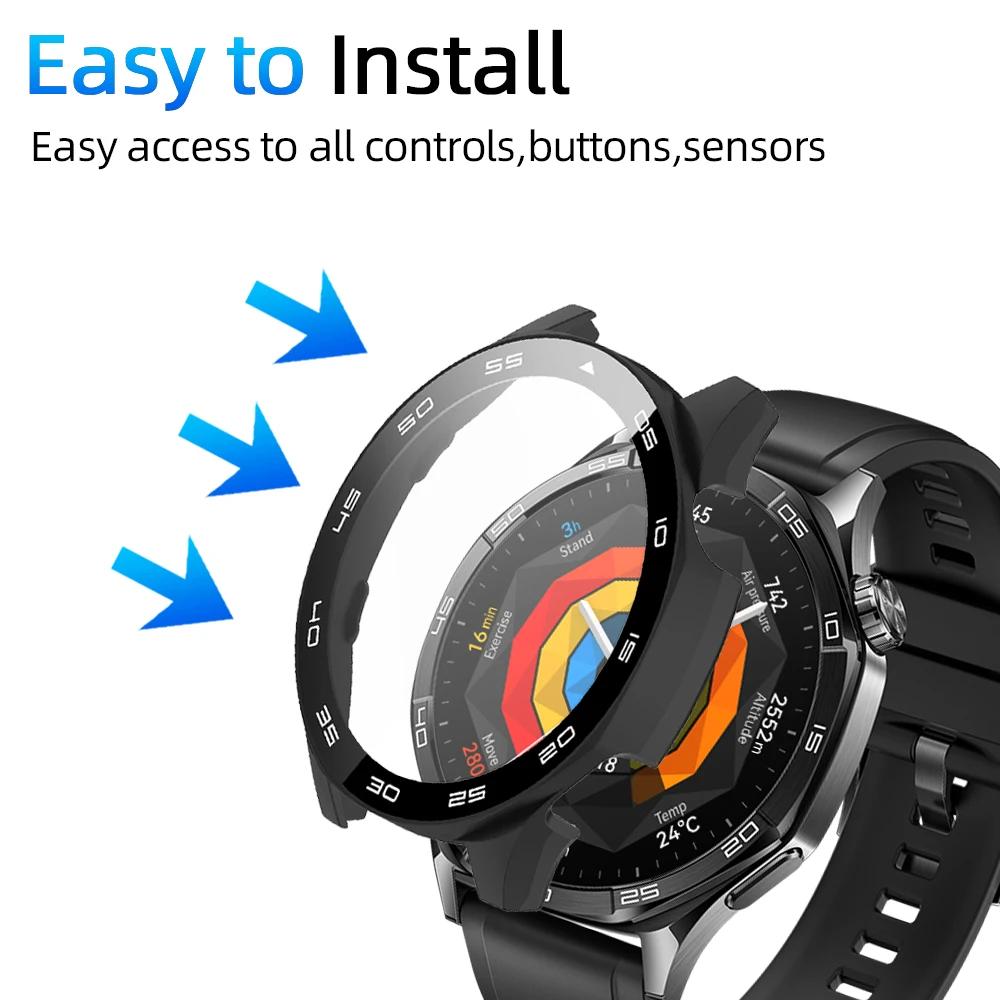 Чехол для Huawei Watch GT 5/GT5 Pro 46 мм Защитное стекло для экрана и Жесткий ПК Защитный бампер Huawei GT5 Чехол Аксессуары