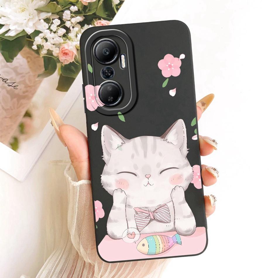 For Infinix Hot 20 20Play Cute Cat Flower Cartoon Phone Case For Infinix Hot 20 Play Hot20 4G Soft Silicone Covers Bumpers