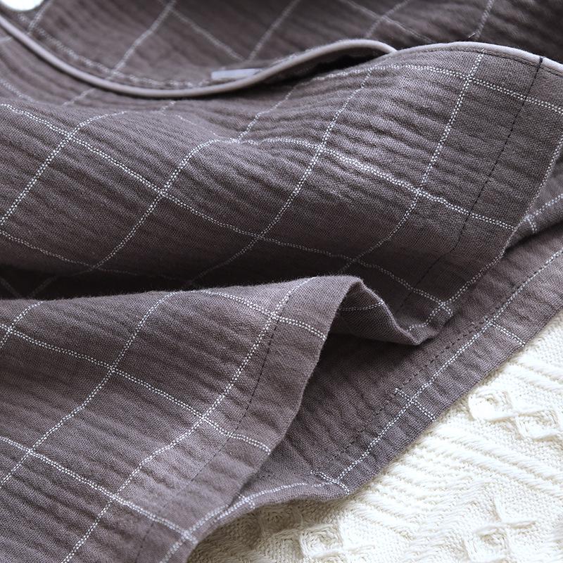 Мужская классическая клетчатая пижама: Чистый хлопок, длинный рукав, легкий креп, лацкан, свободный крой, для весны и осени