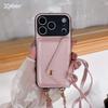 Кошелек-чехол на ремешке через плечо Lanyard Leather Case Для iPhone 17 Air 16 15 14 13 12 11 Pro Max Plus Держатель для карт Ударопрочный чехол
