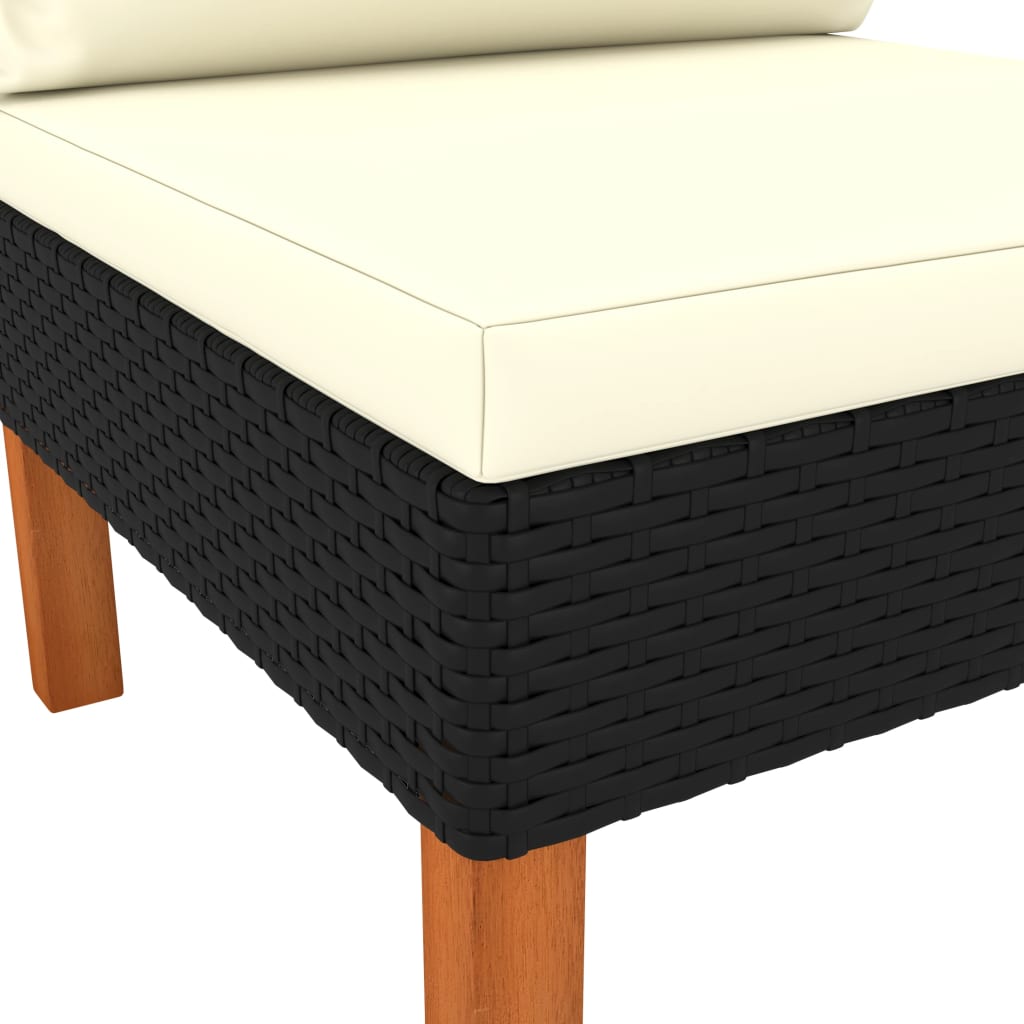 Modular Sofas 2 pcs Poly Rattan and Solid Eucalyptus Wood