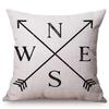 Navigation Sailboat Arrow Navy Sea Map Style Pillowcase Cotton Linen Marine Compass Decorative Pillow Cover Cushion Cover