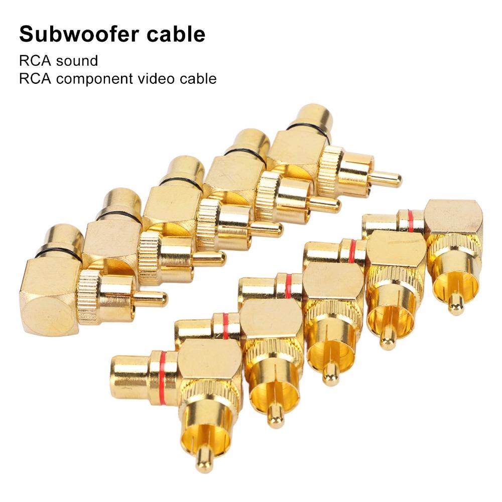10PCS Male to Female 90 Degree L Type Adapter for RCA Adapter Connector Subwoofers
