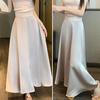 Women Fishtail Skirt High-Waisted Satin-Like Breathable Maxi Skirt Solid Color Office Skirt Work Leisure Daily Wear
