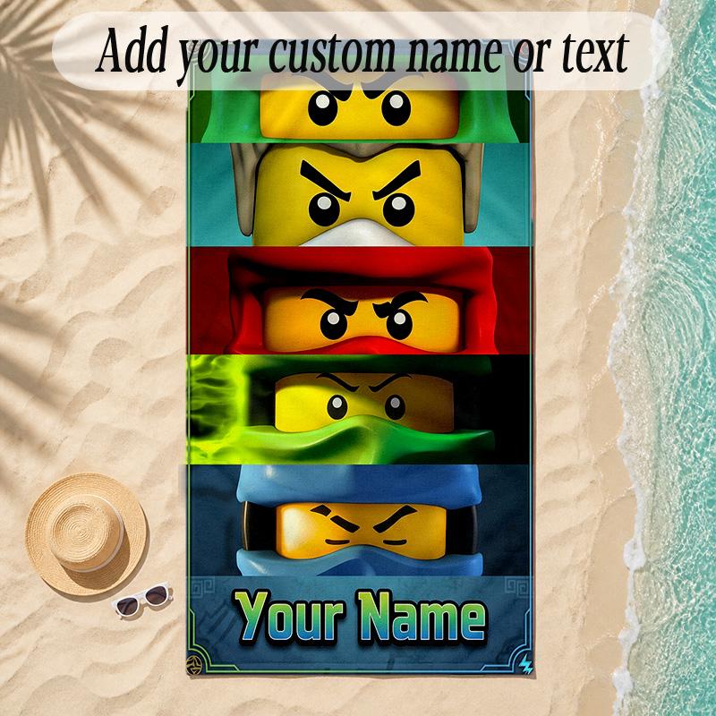 Beach TowelLEGO Ninjago Custom Name Text Personalized Soft Towel for Beach Pool Indoor Home Decor Gift