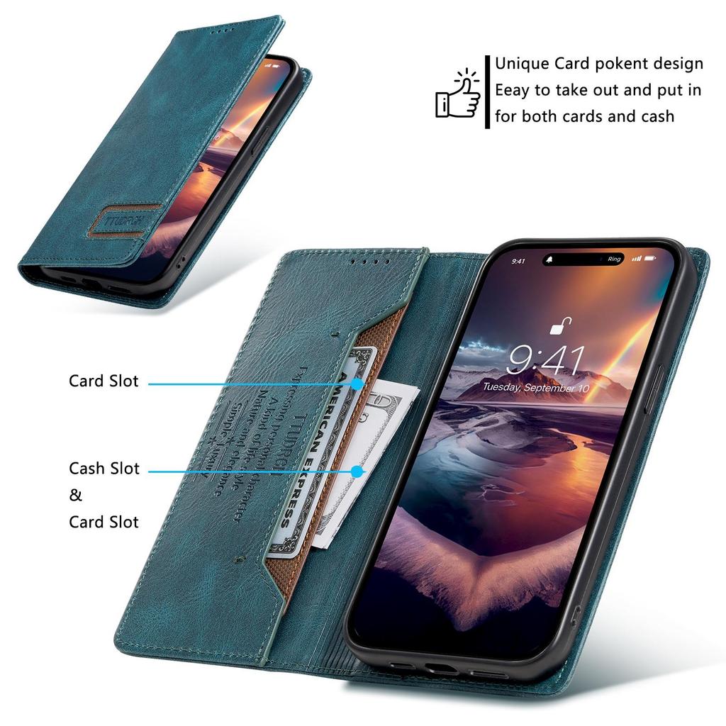 Откидной чехол-кошелек с защитой от кражи, магнитный кожаный чехол для iPhone 15, 14, 13, 12, 11 Pro Max XS MAX 8P 7P/Samsung S23 S22 S21 Ultra Plus A14 A54 A13 A53