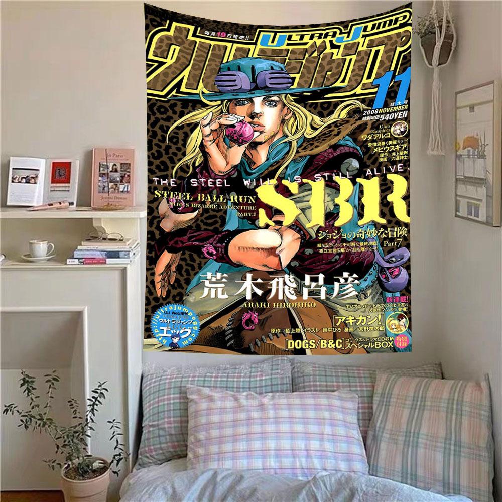 Постер Jump Shonen Популярное аниме Печатный гобелен Винтажный стиль JOJO Настенное панно Спальня Комната Эстетичная фоновая ткань