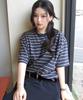 GNOK [Unisex] Triple Stripe Short Sleeve T-Shirt [Navy]