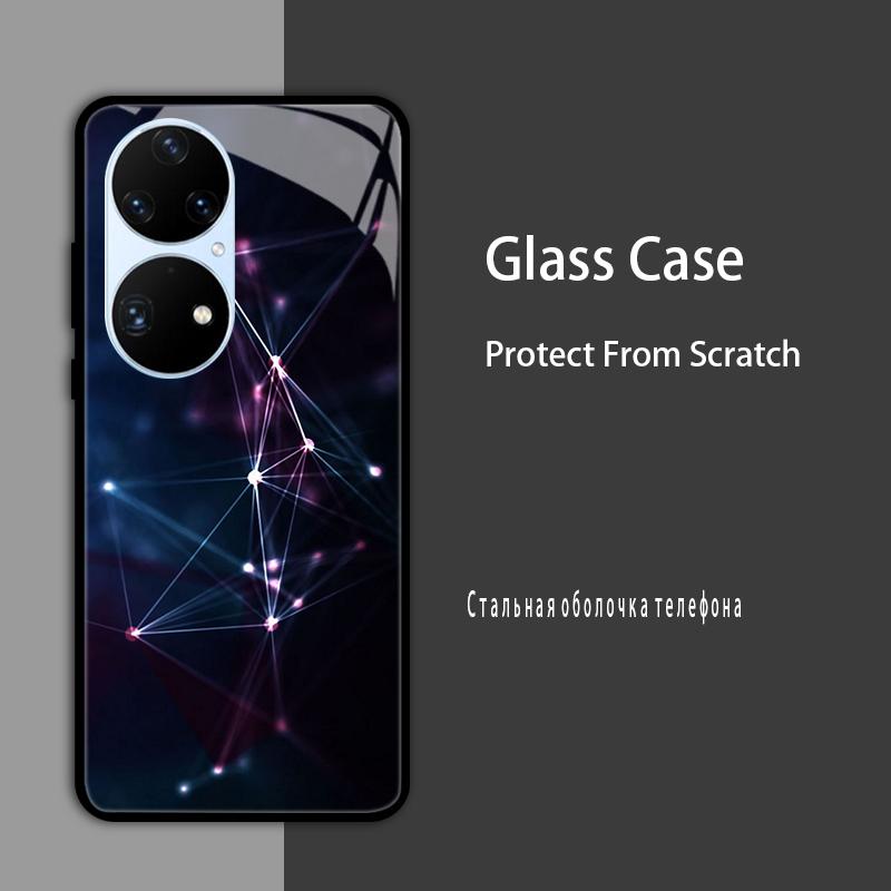 Чехол для Huawei P50 Pro P50E P 50 Роскошный закаленный стеклянный чехол для телефона Huawei P50 E Задняя крышка Модный защитный чехол P50Pro