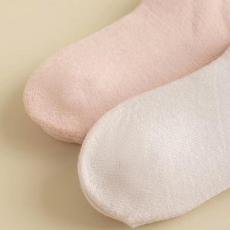 Женские зимние теплые носки, однотонные носки средней длины, толстые бархатные зимние носки, плюшевые носки-тапочки