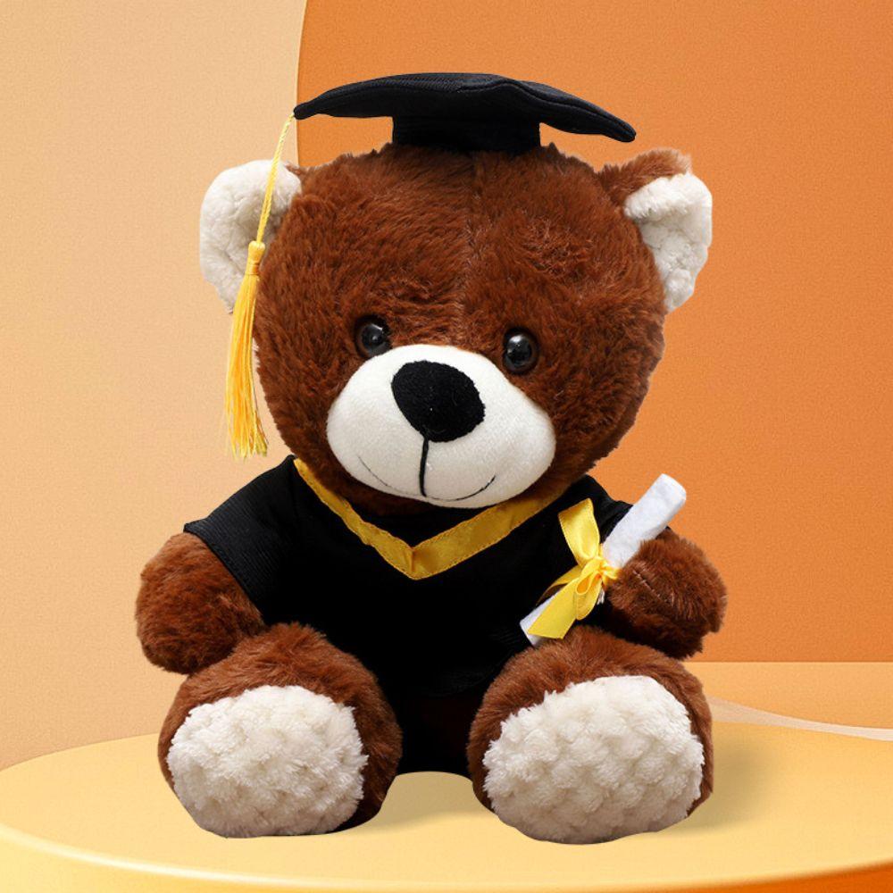 Stuffed Soft Graduation Bear Doll 25cm Sitting Bear Doll New Plush Dr. Bear Graduation Gift