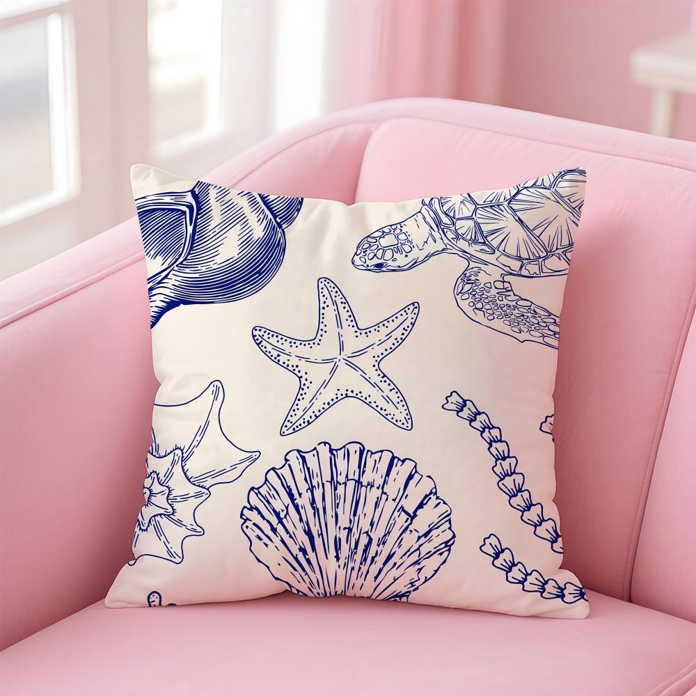Animals Marine Theme Print Cushion Cover Pillow Case Soft Skin Friendly Fabric Concealed Zipper