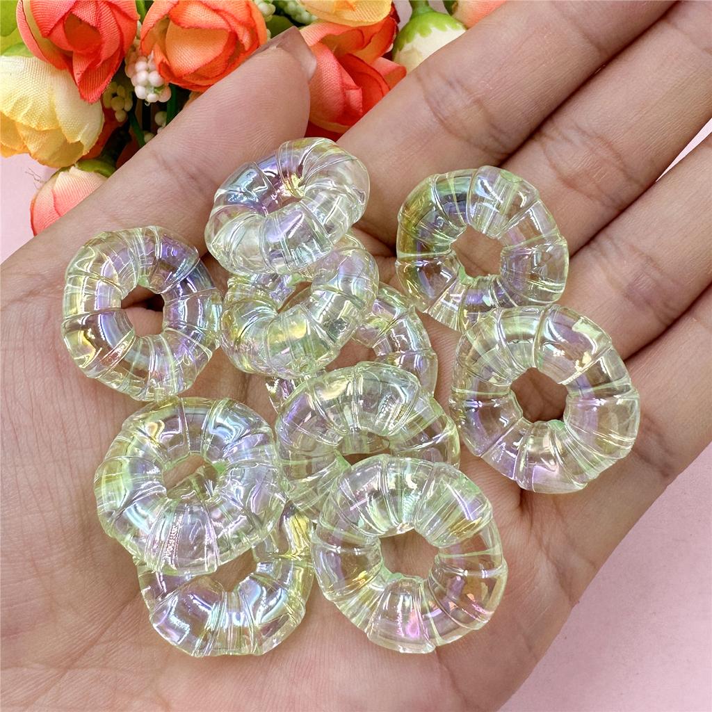Home Party Supplies 24.2mm Fashion DIY Jewelry Material Acrylic Large Aperture Bracelet Necklace Accessories 10Pcs High Transparency Donuts Beads