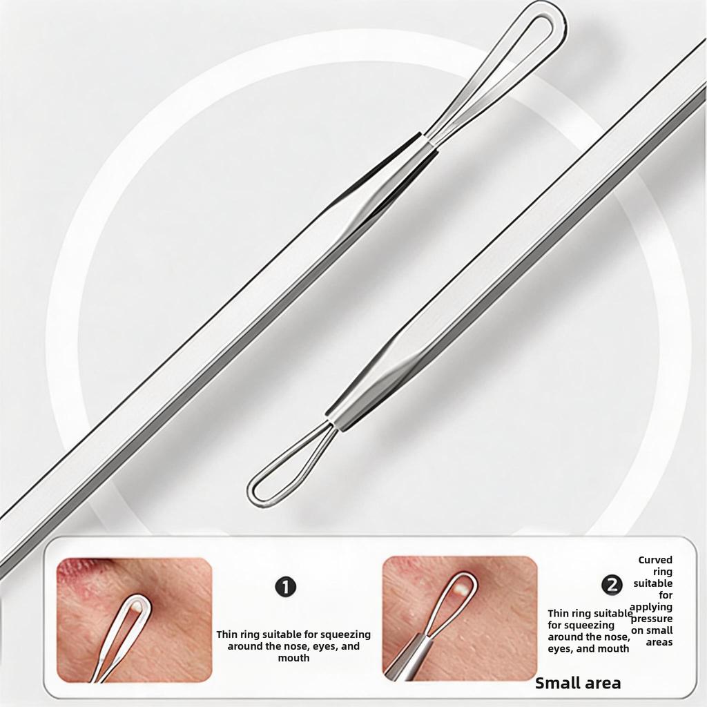 8-Piece Acne Extraction Tool Set In Stainless Steel Box, Professional For Spas And Beauty Salons (Includes Free 10Pcs Pad)