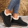 2024 New Winter Sports Women's Boots Fashionable Round Toe Solid Color Warm and Comfortable Lace-up Low-top Women's Boots