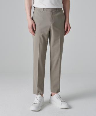 Summer Wool Relaxed Tapered Hidden Banding Crop Slacks [Light Beige]