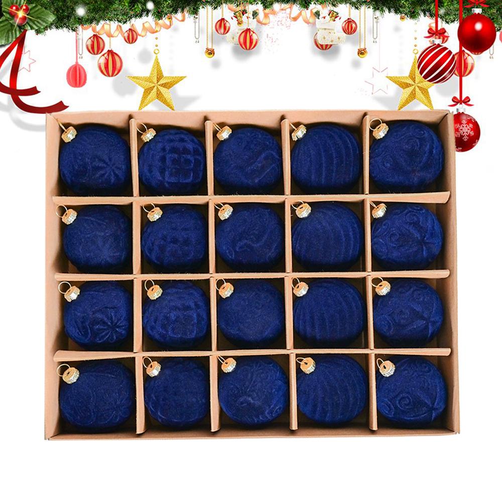 20 шт./коробка Бархатный набор рождественских шаров-украшений, 6 см Флокированные небьющиеся пластиковые рождественские безделушки, Украшения для рождественской елки, Декор для вечеринки