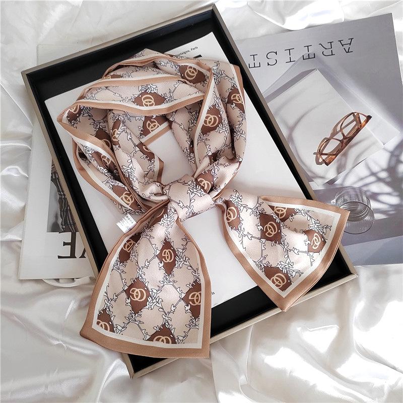 Classic high-end long silk scarf binding bag multi-functional winding bag handle streamer headband decorative trendy autumn clothes