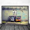 Banksy Street Graffiti Collage Monkey Canvas Painting Poster and Print Nordic Style Wall Art Pictures for Living Room Home Decor No Frame
