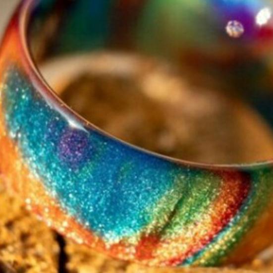 Широкое гладкое женское кольцо из смолы с красочным облаком, толстое кольцо, ювелирный аксессуар