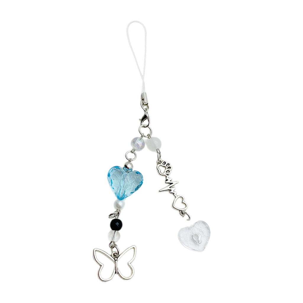 Fashion Heart Butterfly Hangings Pendant Phone Charm Lanyard Pocket Keychain Strap Bag Decoration Wallet Pendants