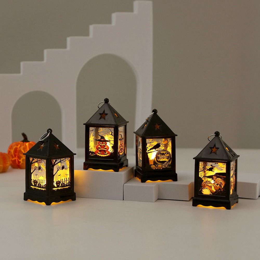 Witch Candlestick Wind Lamp Crow Halloween Wind Lantern Vintage Festival Atmosphere Decoration
