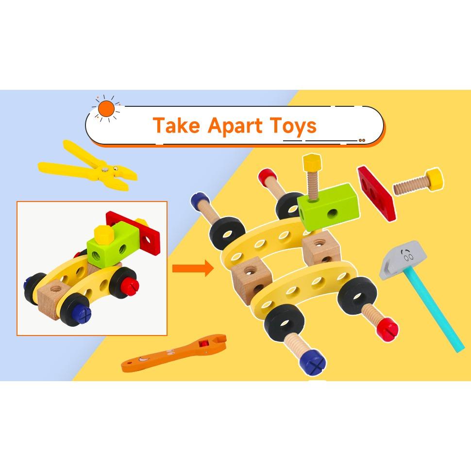 Children's Wooden Toy Tool Box Montessori Toy Educational Games Tool Box Children Children's Toy From Gift Girls Boys 2 3 4 5 6 Years 34 Pieces