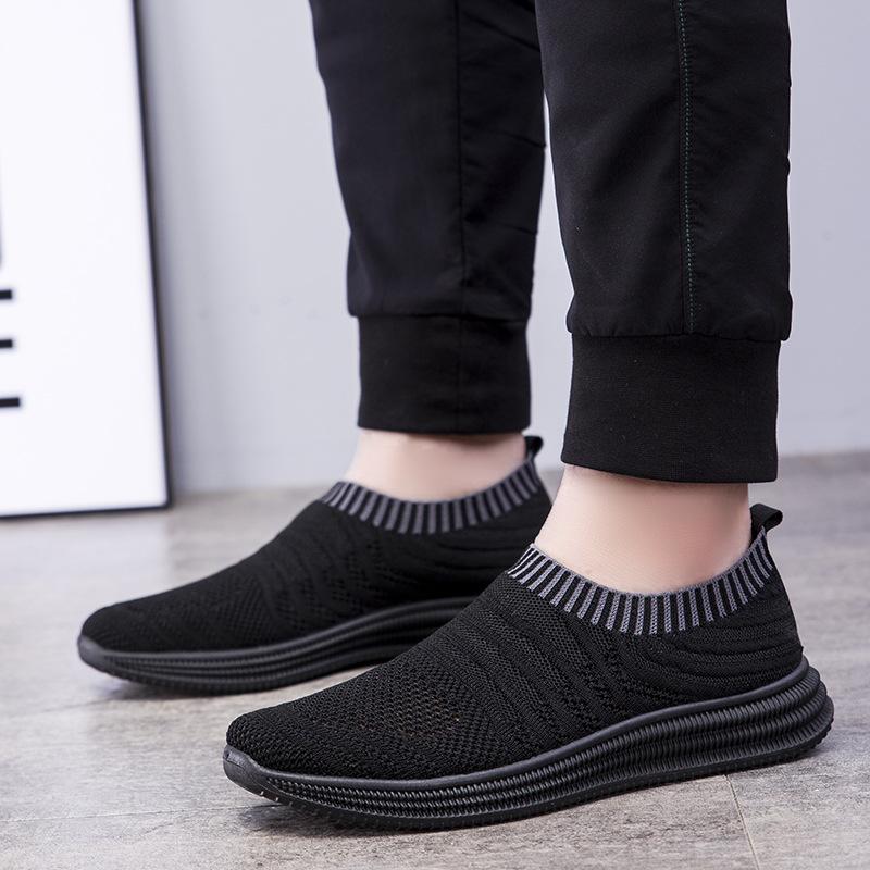 Breathable men's shoes spring and summer mesh breathable shoes fly-woven casual shoes men's socks shoes running shoes