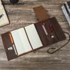 Vintage Crazy Horse Leather A5 Paper Notebook Leather Case Strap Handmade Multi-Card Office Stationery Storage Bag