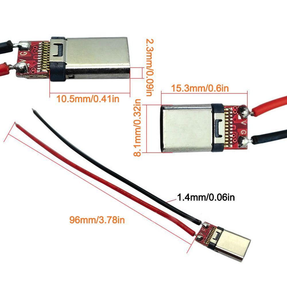 10 шт. Профессиональный разъем USB C 20AWG, паяный, штекер-гнездо, Type-C, универсальный 2-контактный разъем, электронный ремонт