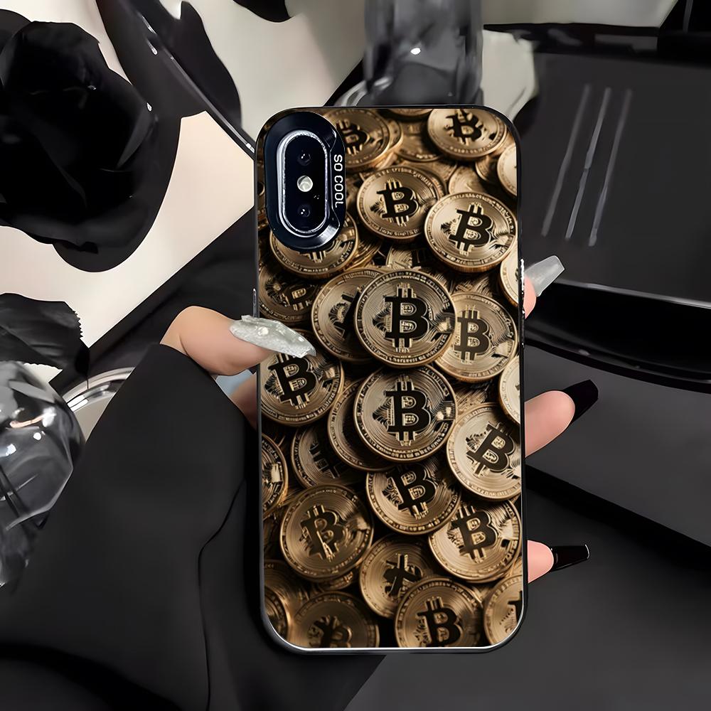 Чехол для телефона Bitcoin для iPhone 17 Air 16 E 15 14 Plus 13 12 11 Pro Max Цветной Серебристый Чехол
