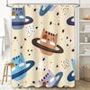 Космические коты Занавеска для душа Синий/Бежевый с узором лунных колец Декоративный вкладыш для ванной комнаты для детских ванных комнат