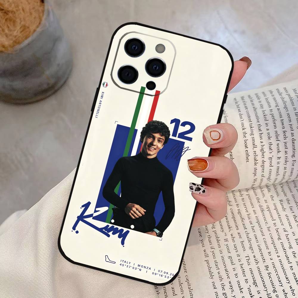 Чехол для телефона K-Kimi A-Antonelli для iPhone 17, 16, 15, 14, 13, 12, 11 Plus, Pro Max, Другие Мягкий Черный Чехол