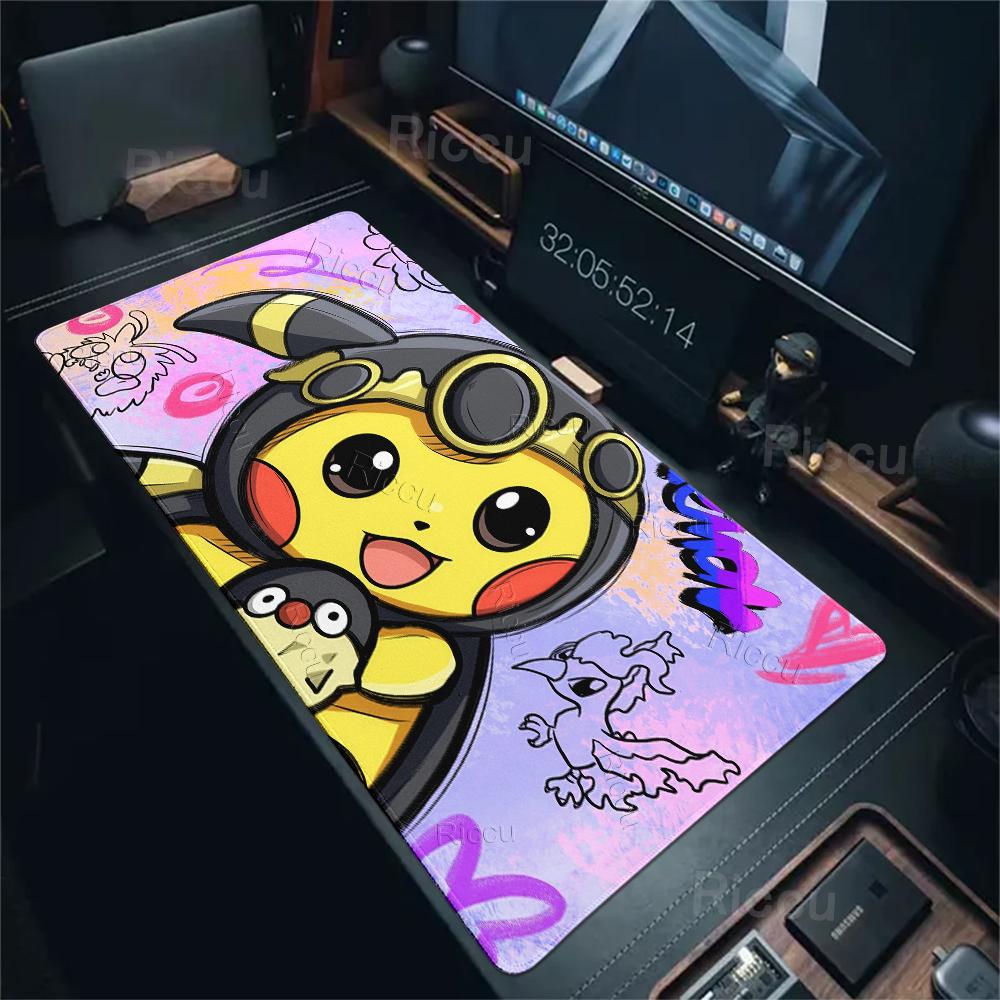 Mouse Pads Extended Gaming Mechanical Keyboard Pad Pokemon Graffiti Pikachu Pattern Gaming Accessories Carpet Kawaii Nonslip Rug