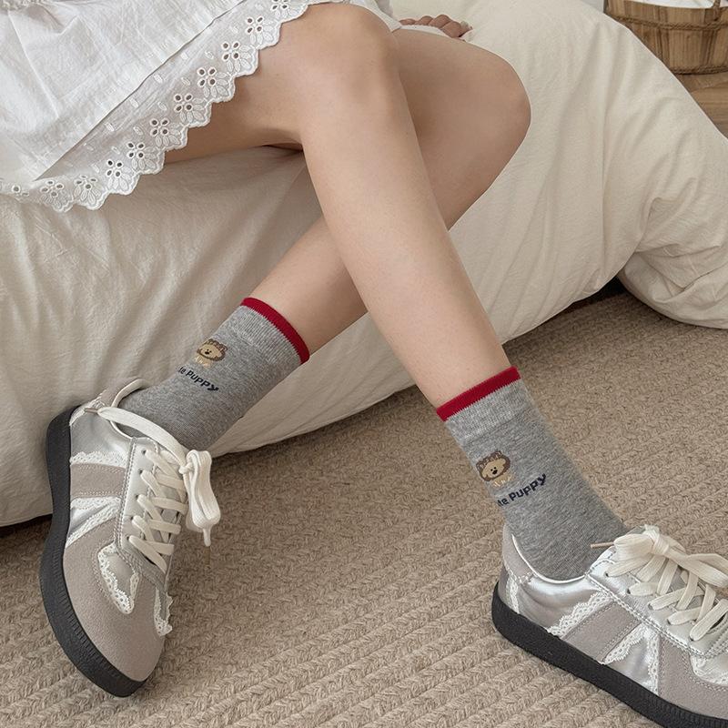 Женские весенне-осенние цветные полосатые милые мультяшные носки-гольфы в колледжском стиле