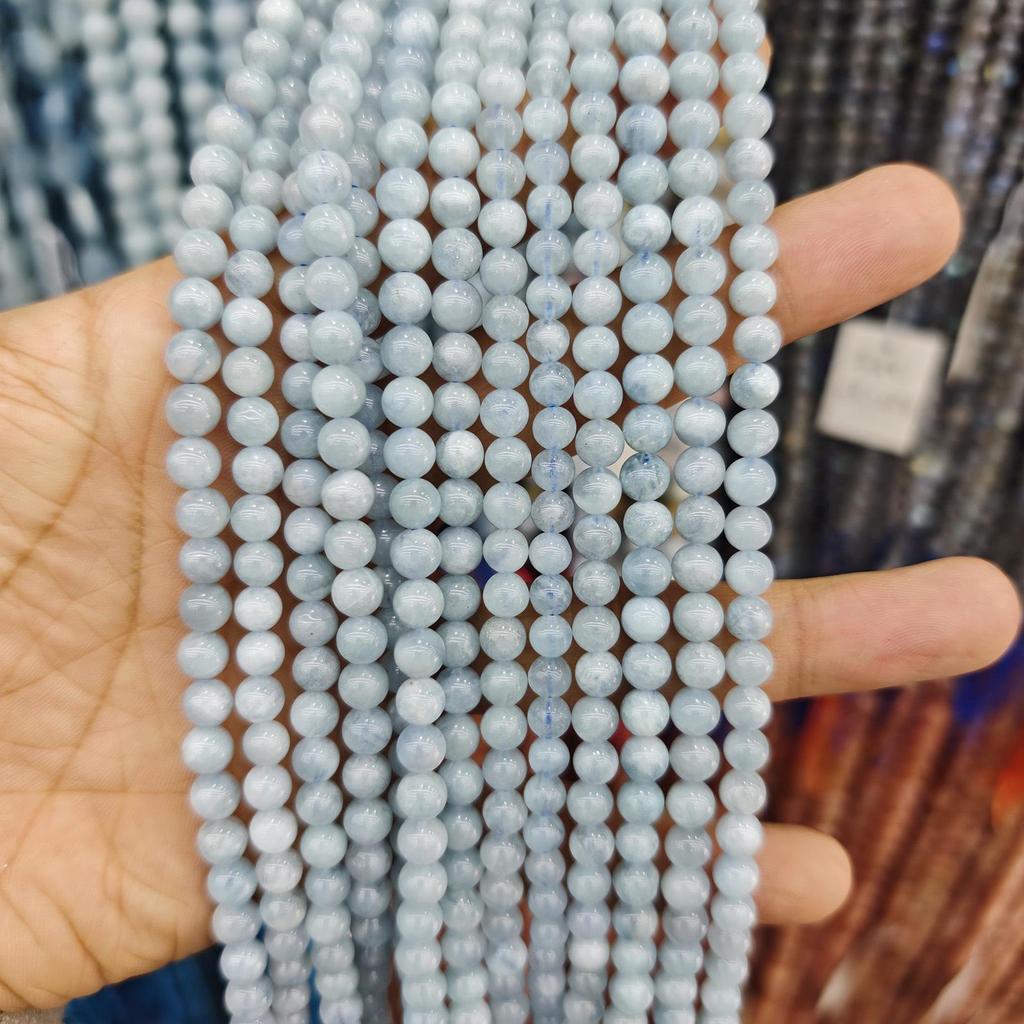 Серия «Синий» Бусины из натурального камня Аквамарин и Голубой кружевной агат для изготовления украшений своими руками