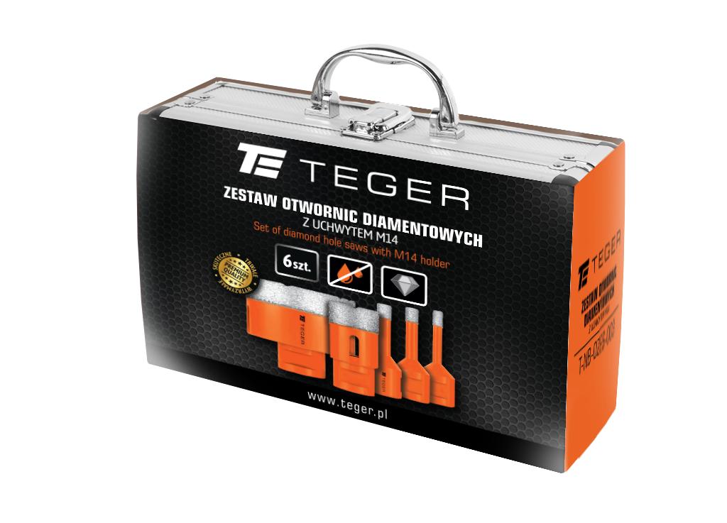 Diamond hole saw set with M14 handle 6-68mm 6 pcs / TEGER