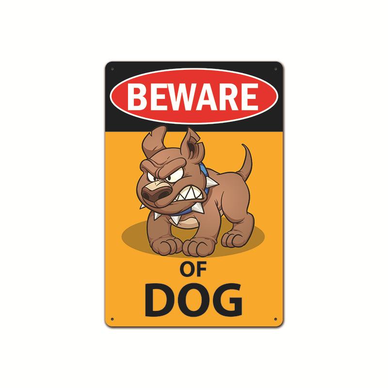 Vintage Tin Art of Courtyard Dog: Garden No - Entry Warning Sign for Home Decoration