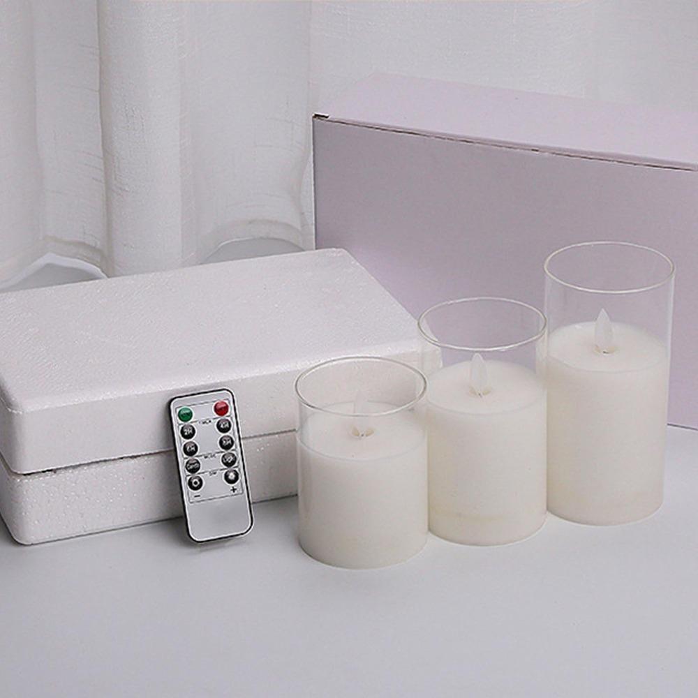 Pointed Head Type Flameless LED Candles 3 Piece Set Safe Pillar Candles Party Decoration